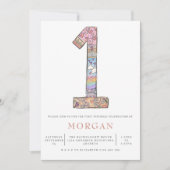 男女兼用第1バースデーボホハートパーティー 招待状 (正面)