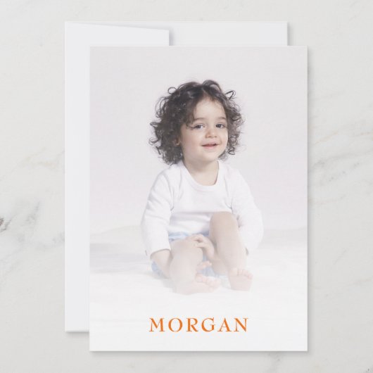 男女兼用第1誕生日オレンジイエローブルー 招待状 (裏面)