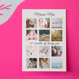 男女兼用誕生日1回目のフォトコラージュ カード