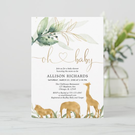 男女兼用金ゴールド緑のサファリ 招待状 (スタンド正面)