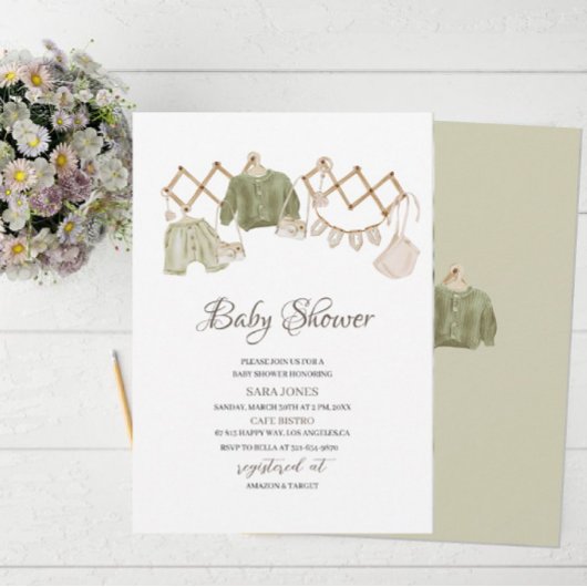 男女兼用 ボーホー調のベビーシャワー 招待状