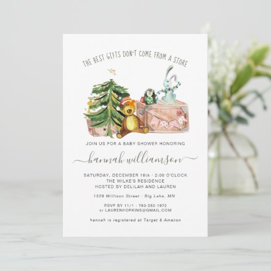 男女兼用 |冬のクリスマスベビーシャワー 招待状 (スタンド正面)