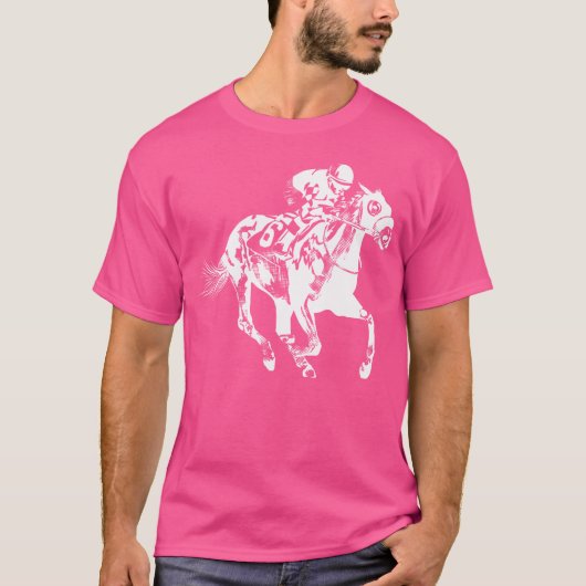 男女兼用 大人用・ジュニア ブラック 競馬 Tシャツ (正面)