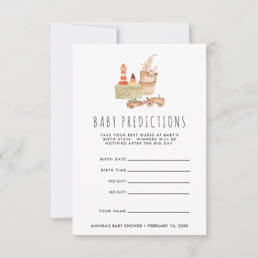 男女兼用 | Boho Baby Shower Guessing Game 招待状 (正面)