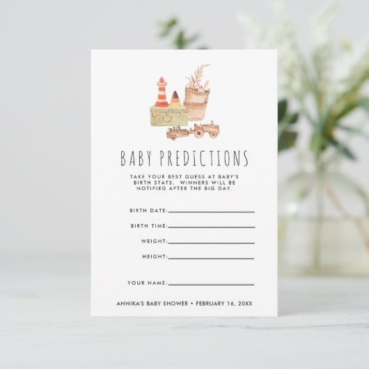 男女兼用 | Boho Baby Shower Guessing Game 招待状 (スタンド正面)