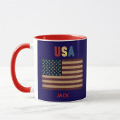 男女兼用 USA アメリカ国旗 レトロな雰囲気 マグカップ (左)