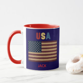 男女兼用 USA アメリカ国旗 レトロな雰囲気 マグカップ