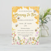 男女兼用Mommy to Beeフローラベイビーシャワー 招待状 (スタンド正面)