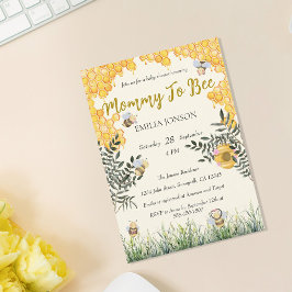 男女兼用Mommy to Bee水彩赤ちゃんシャワー 招待状