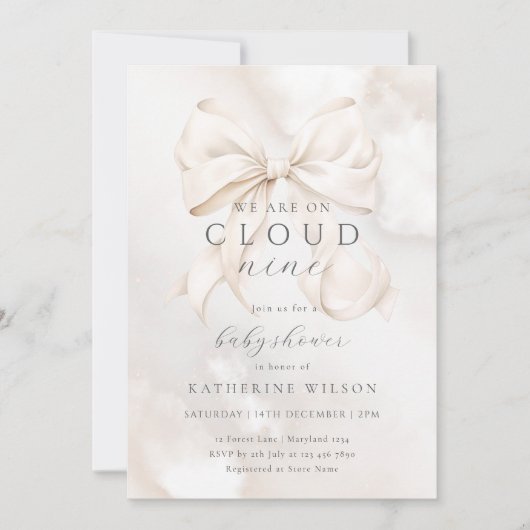 男女兼用On Cloud Nine Baby Shower 招待状 (正面)