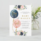 男女別に男女別の赤ちゃんシャワーを明らかにする 招待状 (スタンド正面)