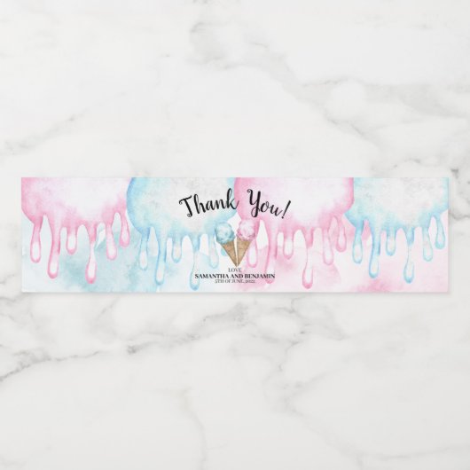 男女別に表示するアイスクリームのウォーターボトルラベル。 ペットボトルラベル (シングルラベル)