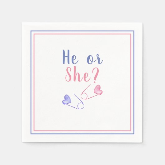 男女別に赤ちゃんシャワーを浴びる スタンダードカクテルナプキン (正面)