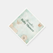 男女別の赤ちゃんシャワーを待つ水彩アドベンチャー スタンダードカクテルナプキン (角)