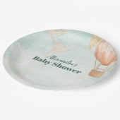 男女別の赤ちゃんシャワーを待つ水彩アドベンチャー ペーパープレート (アングル)