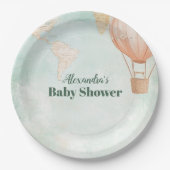男女別の赤ちゃんシャワーを待つ水彩アドベンチャー ペーパープレート (正面)