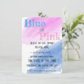 男女別の青またはピンクの水彩パーティー 招待状 (スタンド正面)