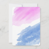 男女別の青またはピンクの水彩パーティー 招待状 (裏面)