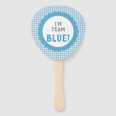 男女別リビールチームのピンクまたは青いギンガムチェック ハンドファン (裏面)