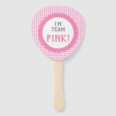 男女別リビールチームのピンクまたは青いギンガムチェック ハンドファン (正面)