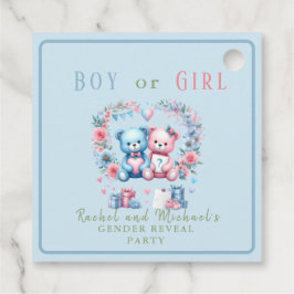 男女別リビールベイビーシャワーTeddy Bear blue pink 3 - フェイバータグ
