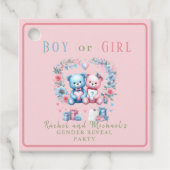 男女別リビールベイビーシャワーTeddy Bear blue pink 3 - フェイバータグ (正面)