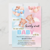 男女別リビールボーイまたはガールピンクまたはブルーパーティー 招待状 (正面)