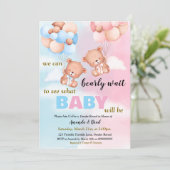 男女別リビールボーイまたはガールピンクまたはブルーパーティー 招待状 (スタンド正面)