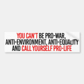 -男女同権主義のバンパーあなた自身を妊娠中絶反対と電話できません バンパーステッカー (正面)