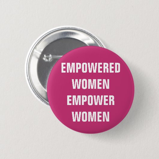 男女同権主義のピンクおよび白い権限を与えられた女性ピン 缶バッジ (正面&裏面)