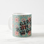 男女同権主義のヴィンテージの壁紙のばら色のマグ コーヒーマグカップ (正面左)