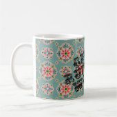 男女同権主義のヴィンテージの壁紙のばら色のマグ コーヒーマグカップ (左)