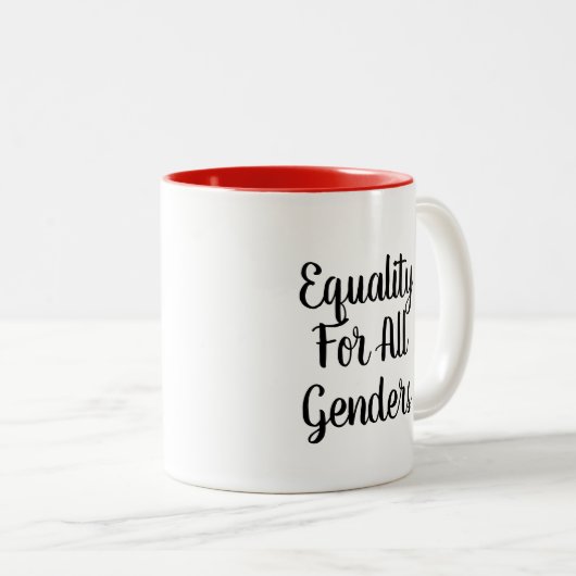 男女同権主義の女性のメスの女の子の追随的で等しい女性 ツートーンマグカップ (正面右)