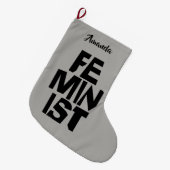 男女同権主義の女性のメスの女の子の追随的で等しい女性 ラージクリスマスストッキング (正面 (吊り時))