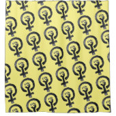 男女同権主義の握りこぶしアイコン シャワーカーテン (正面)