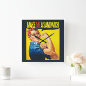 男女同権主義者は私にサンドイッチをします スクエア壁時計 (ホーム)