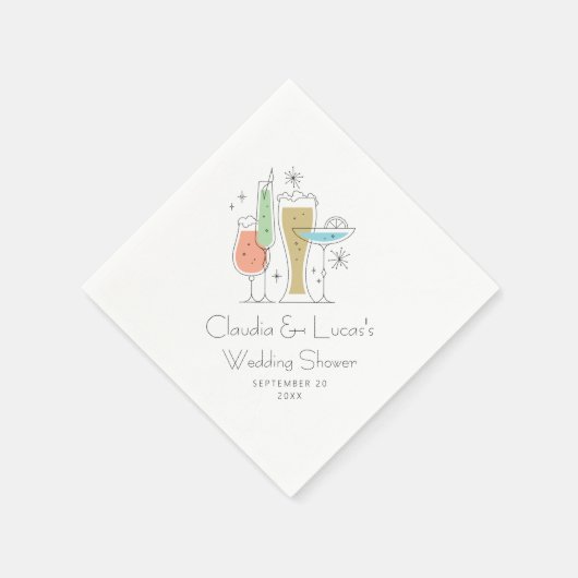男女混合のウェディングシャワー スタンダードカクテルナプキン (角)