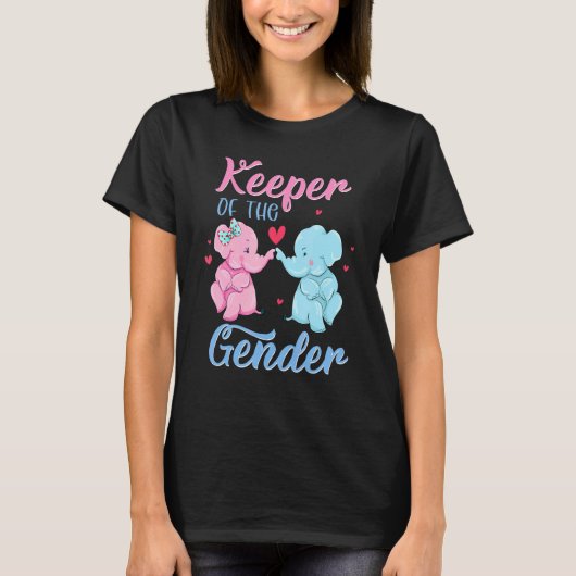 男女象のピンクまたは青の性別の管理人 Tシャツ (正面)