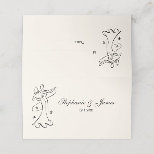 男女踊り護衛カード座席表アイボリー プレイスカード (外部開封)