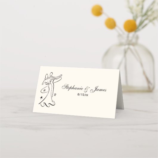 男女踊り護衛カード座席表アイボリー プレイスカード (正面)