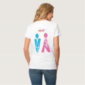 男女 タイポグラフィー アイコン デザイン - 太字 ピンク & Tシャツ (裏面フル)