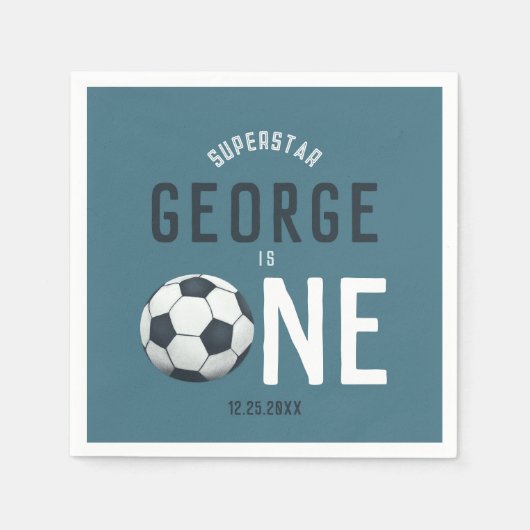 男子かわいいブルースポーツキッズ1st誕生日 スタンダードカクテルナプキン (正面)