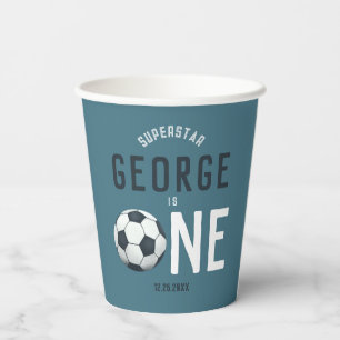 男子かわいいブルースポーツキッズ1st誕生日 紙コップ