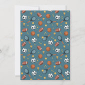 男子かわいいブルースポーツスーパースターキッズ2回目の誕生日 招待状 (裏面)