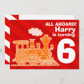 男子たちよ、列車に乗って誕生日パーティーに招待 招待状 (正面/裏面)