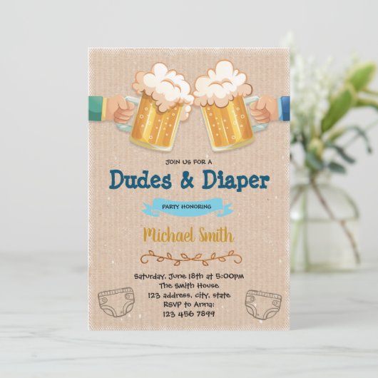 男子とおむつパーティーの招待状 招待状 (スタンド正面)