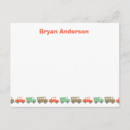 男子のおもちゃ楽しいかわいいレトロな乗り物子供のありがとう ノートカード