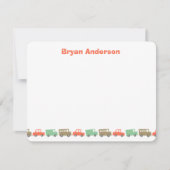 男子のおもちゃ楽しいかわいいレトロ輸送子供ありがとう ノートカード (正面)