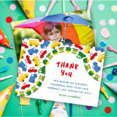 男子のおもちゃ楽しい輸送車電車トラックバス写真 サンキューカード