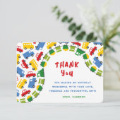 男子のおもちゃ楽しい輸送車電車トラックバス写真 サンキューカード (スタンド正面)